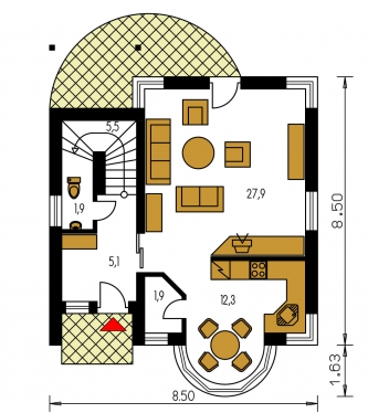 Mirror image | Floor plan of ground floor - MILENIUM 225